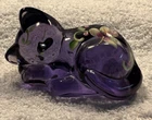 FENTON GLASS SLEEPING CAT PURPLE HAND PAINTED MEASURES 2" x 3 1/4"