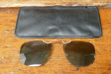 Vintage Original POLAROID Clip On Sunglasses Shades Gold Accents Rimless