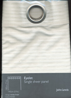 John Lewis cremefarbene transparente Panel Ösen Überschrift Henley Streifen Design 180 x 145 cm