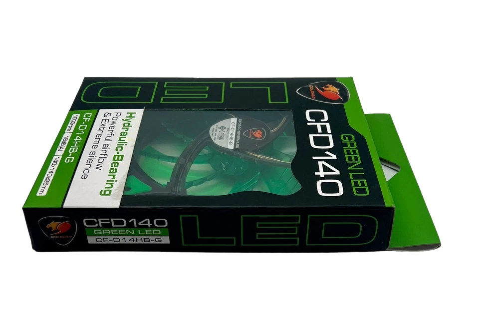 COUGAR CFD140 Green LED 140MM 3-Pin Cooling Fan Hydraulic-Bearing (CF-D14HB-G) - Image 2 of 3