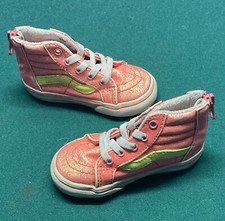 Vans Old Skool High Top Shoes Size Toddler 5 Pink Sparkle. In Great Condition 