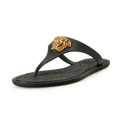 Versace Women's Gold Medusa Head Rubber Sandals Flip Flop Shoes US 6.5 IT 36.5