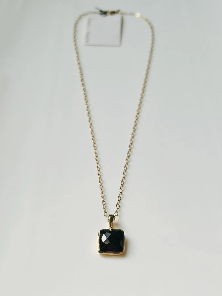 NEW! Aureus + Argent SQUARE FACET NECKLACE — 19” Onyx & Gold-Plated Brass, RARE! - Image 4 of 4