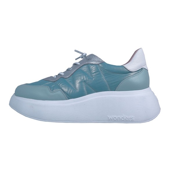 Wonders Berlin Cyber: Zapatillas Para Mujer Plataformas Azul Aqua  Piel  A-3602