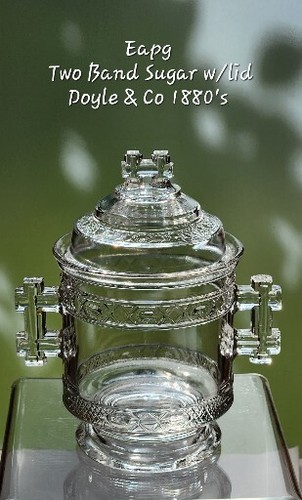 1880er EAPG Covered Sugar Doyle & Co Two Band - Bild 1 von 12