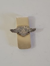 VINTAGE Harley Davidson Wings Logo Sterling 925 Silver Money Clip Professional