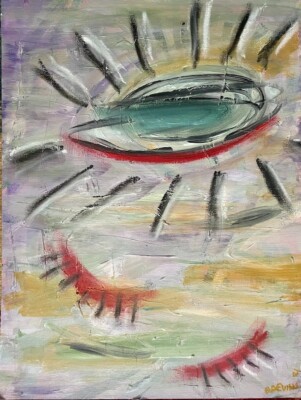  Abstract acrylic painting OOOK original art on canvas board 12'' x 16'' 