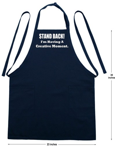 Chef Apron Stand Back I'm Having A Creative Moment, Two Pockets, Adjustable Neck - Picture 3 of 5