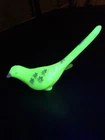 Vintage Fenton Custard Glass Bird Hand Painted Figurine. Uranium Glow!!