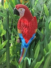 Parrot Wall Decor Realistic Tree Garden Sculpture Statue Red Blue Patio Accent