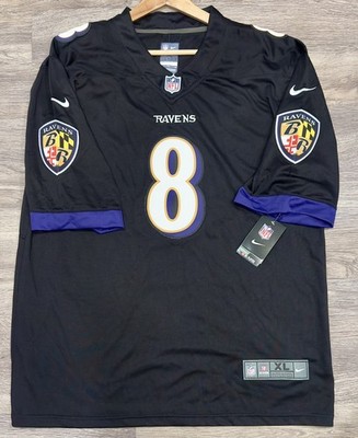 Lamar Jackson #8 Baltimore Ravens Game Limited On Field Jersey Black_NWT_XLarge