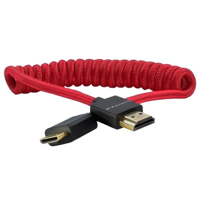 KONDOR BLUE Coiled Mini HDMI to Full HDMI, 12-24-Inch, Cardinal Red