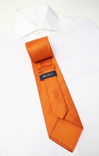 Monti Tie Mens One Size Bright Orange Pointed Classic Tied 100 Silk