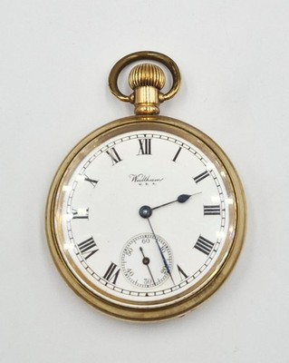 ANTIKE TASCHENUHR WALTHAM 7 JEWEL ROLLGOLDGEHÄUSE um 1910