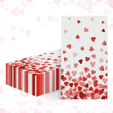 100 Valentine Disposable Paper Decorative Guest Napkins, Tiny Love Hearts Han...