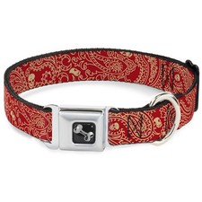 Dog Collar Bone Bandana/Skulls Scarlet Red/Gold Small 9.5-13"
