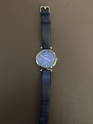 Fossil Armbanduhr Damenuhr - Edelstahl Silber Mit Blauen Zifferblatt
