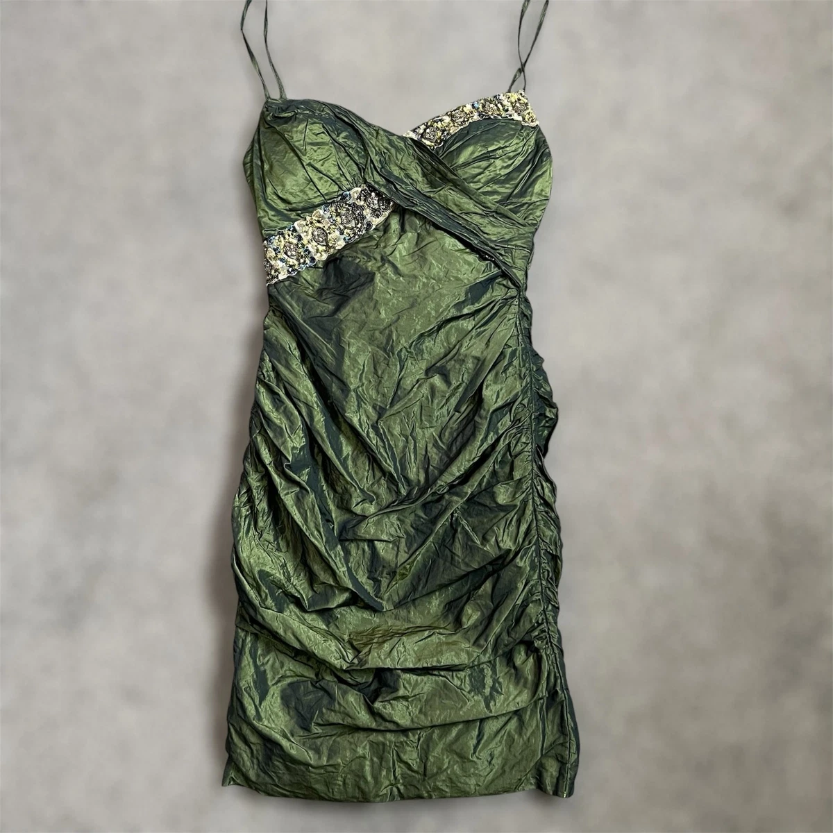 green emerald velvet dress Nicole Bakti - 6835 Halter Deep V Neck Sunburst Pleats Sheath Dress 6 / Teal