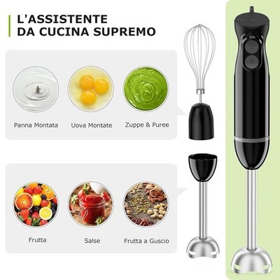 Frullatore A Immersione BLACK+DECKER 1000W - BXHBA1000E Con Bicchiere Dosatore, Lame In Acciaio Inox - Foto 7