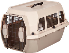 Hard-Sided Dog and Cat Kennel, Single-Door Travel Pet Carrier with Metal Wire Ve