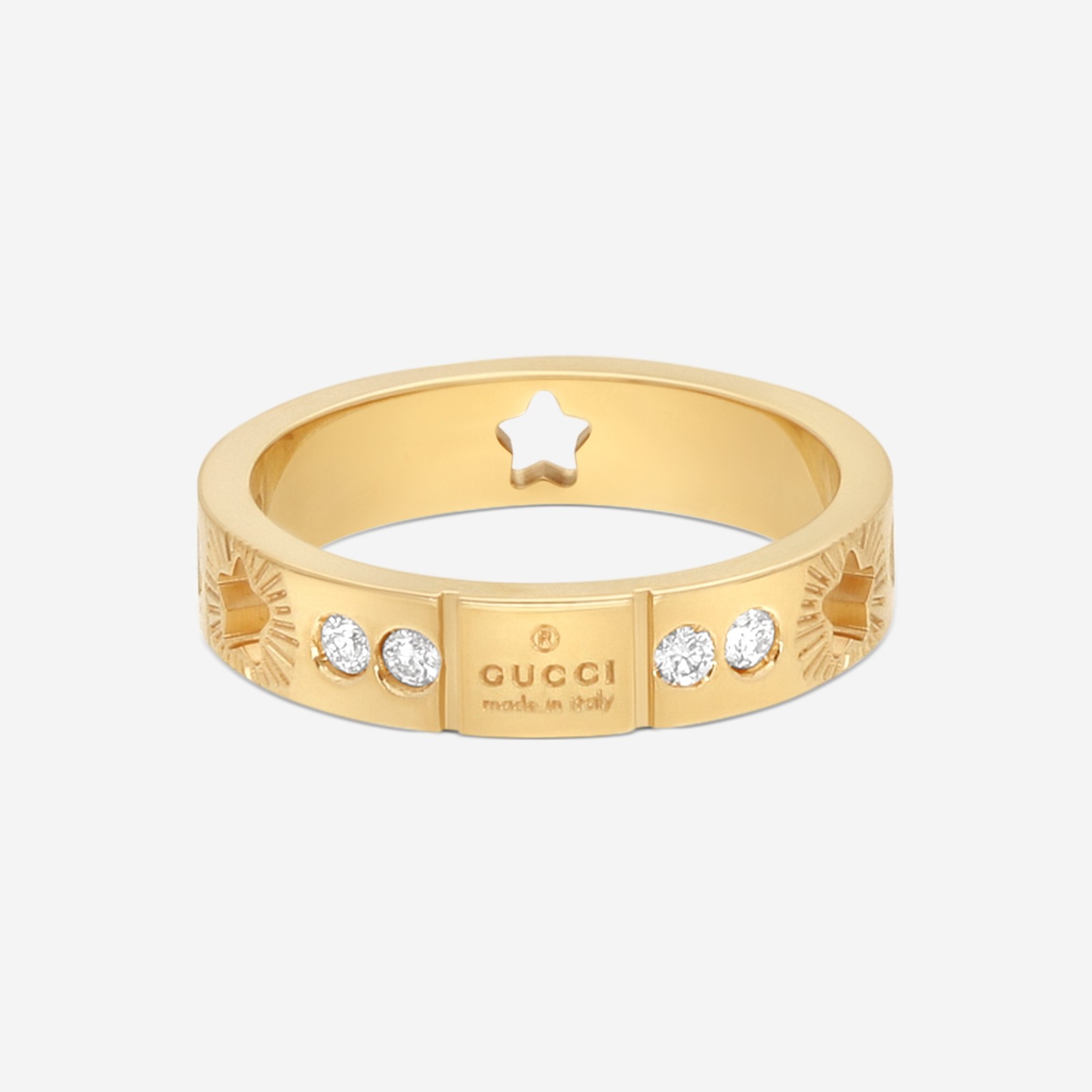 Gucci Icon 18kt Yellow Gold and Diamond Ring YBC662057001 MSRP $2,420