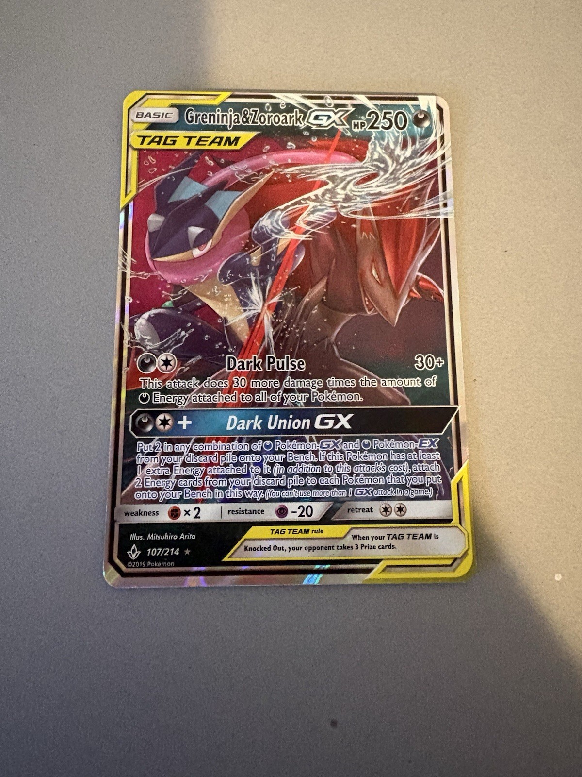Pokémon TCG Greninja & Zoroark GX Tag Team 107/214 Sun & Moon Unbroken Bonds NM