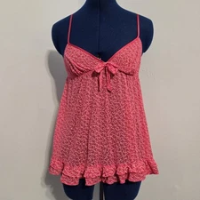 Victoria's Secret Pink Heart Print Sheer Babydoll Cami Size S
