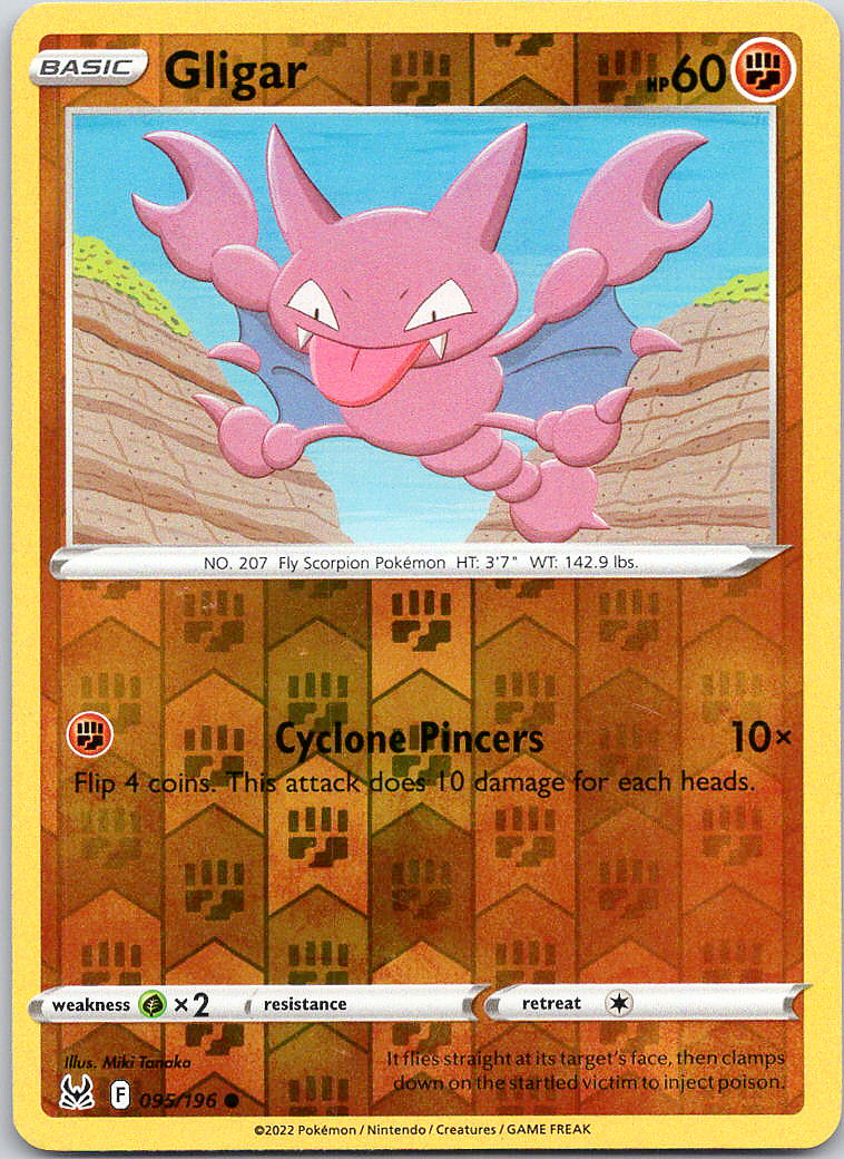 Pokemon Gligar 95/196 Lost Origin Common Reverse Holo NM TCG