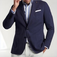 NWT Peter Millar Mens 38 Sterling Sport Coat Navy Cotton Seersucker Blazer $1295