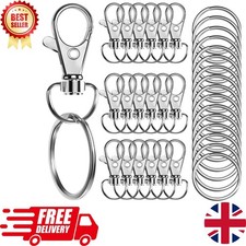 20PCS 32mm Swivel Lobster Clasp Clips Hook Alloy Key Ring Split Keychain UK