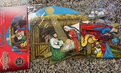 Beistle Glittered 3D Nativity Scene 17.5 Inches