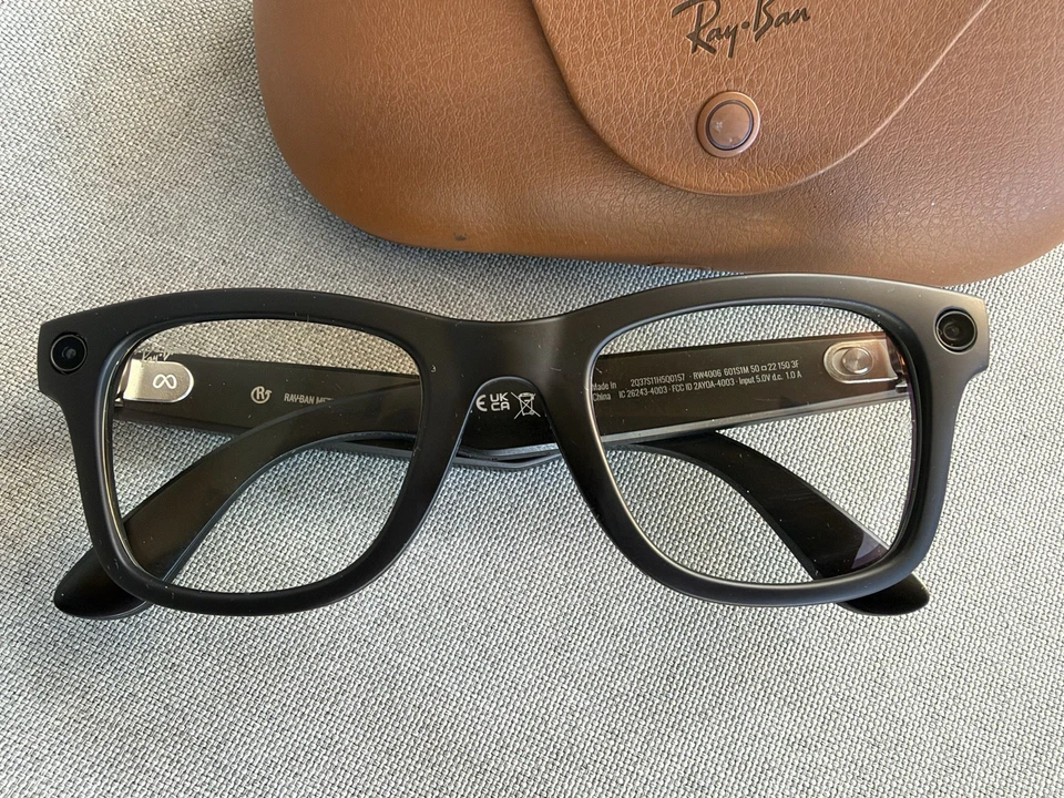 RAYBAN META WAYFARER GLASSES BLACK GREEN CLEAR TRANSITIONS GEN 1, photo 1 of 3