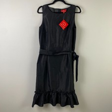 Oscar by Oscar de la Renta Sleeveless A-Line Ruffle Dress 10 Black