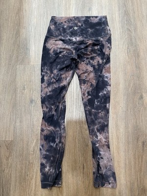 Lululemon Align HR Crop 25  Diamond Dye Graphite Grey Pink Pastel Size 6