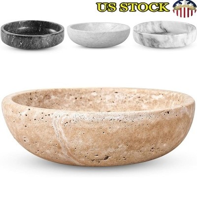 Unique Handmade Solid Travertine Bowl Modern Centerpiece Multipurpose Home Decor