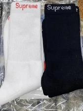 Supreme Socks White And Black 2 Pairs Authentic  ONLY 2 PAIRS