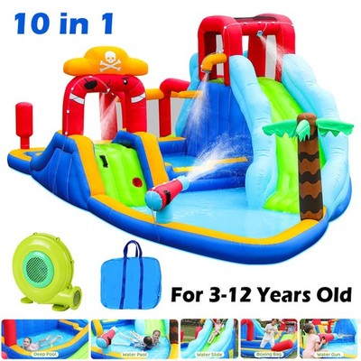 10 in 1 Inflatable Bouncy Castle Kids Water Bounce House with 450W Blower