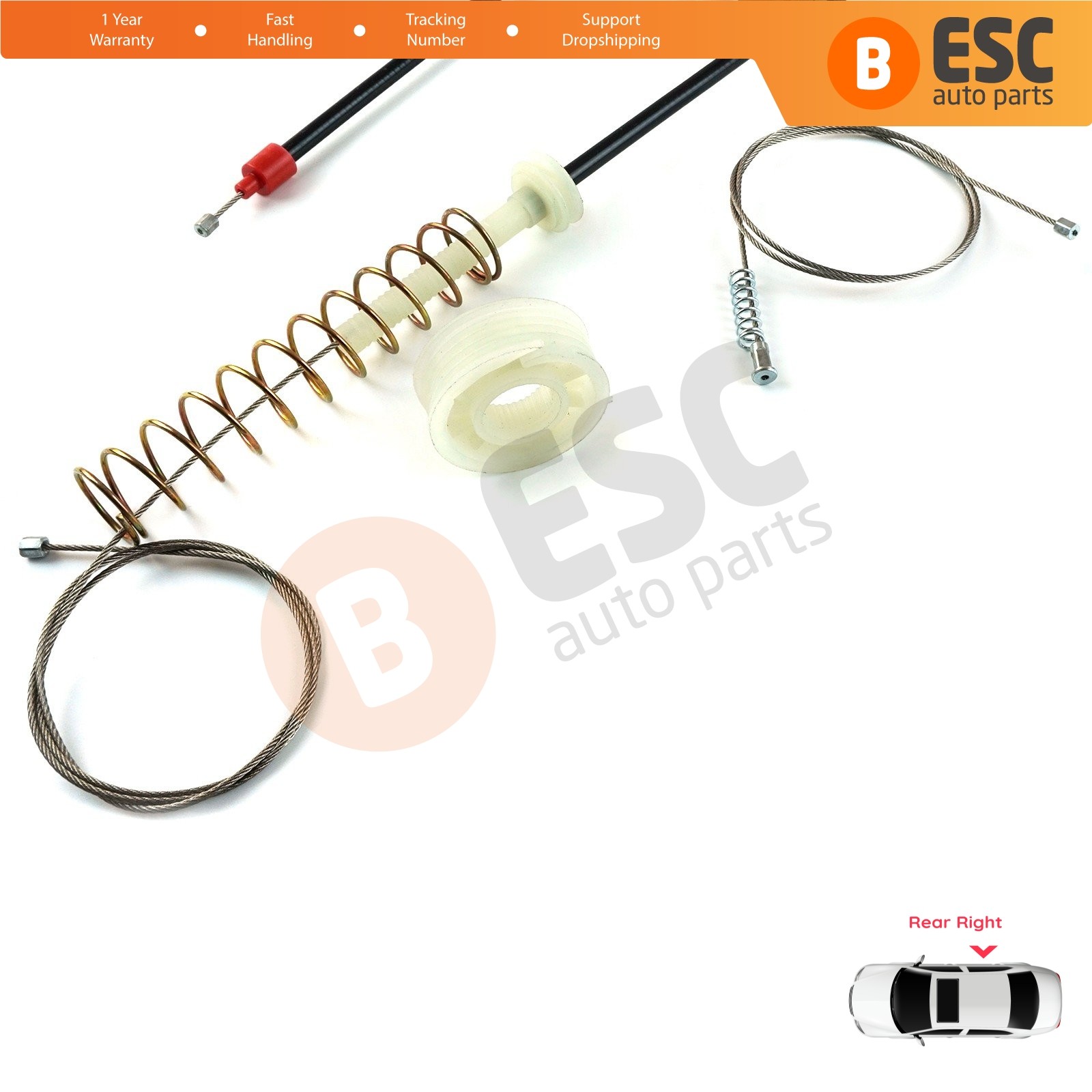 Window Regulator Kit Rear Right for BMW 5 E39 04/1999-2004 4/5 Door Facelift