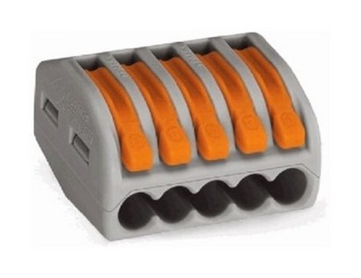 Wago Steckklemme 5fach 400V 32A 0,08-2,5qmm grau - 40 Stück - 222-415