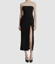 Bardot Women's Black Strapless Front Slit Nikki Bodycon Dress Size 6