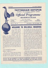 1957/58 FOOTBALL COMBINATION : TOTTENHAM HOTSPUR v MILLWALL RESERVES