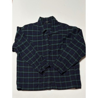 Madewell Navy Green Plaid Flannel Button Down Shirt Small Cotton Long Sleeve