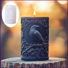 3D Bird branch relief cylindrical candle silicone mold bird Crow leaf branch