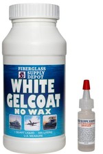 Fiberglass Supply Depot White Gelcoat Quart NO Wax 15cc Hardener MEKP