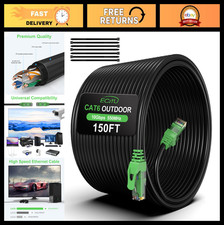 150FT Heavy Duty Cat6 Outdoor Ethernet Cable - Direct Burial, 24AWG, PoE Ready,