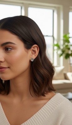 $24.50 LOFT Mother of Pearl Mini  Heart Stud Earrings, S105