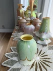 Steuben Feathered Art Glass Shade Green White Yellow Glossy 5”