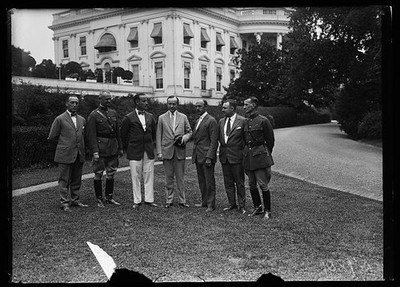 Washington DC White House President Coolidge Group 1920s Black White Photo