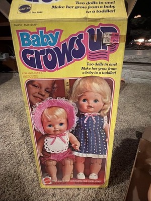 Mattel Baby Grows Up Doll 1978 #2842 Grows From Baby To Toddler Missing Dress