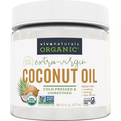 Viva Naturals Organic Coconut Oil, Cold-Pressed - Natural Hair /Skin Oil and ...